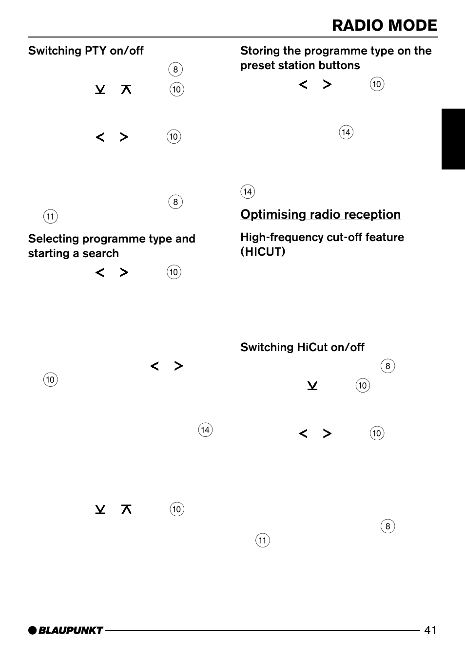 Radio mode | Blaupunkt Alaska DJ52 User Manual | Page 14 / 30