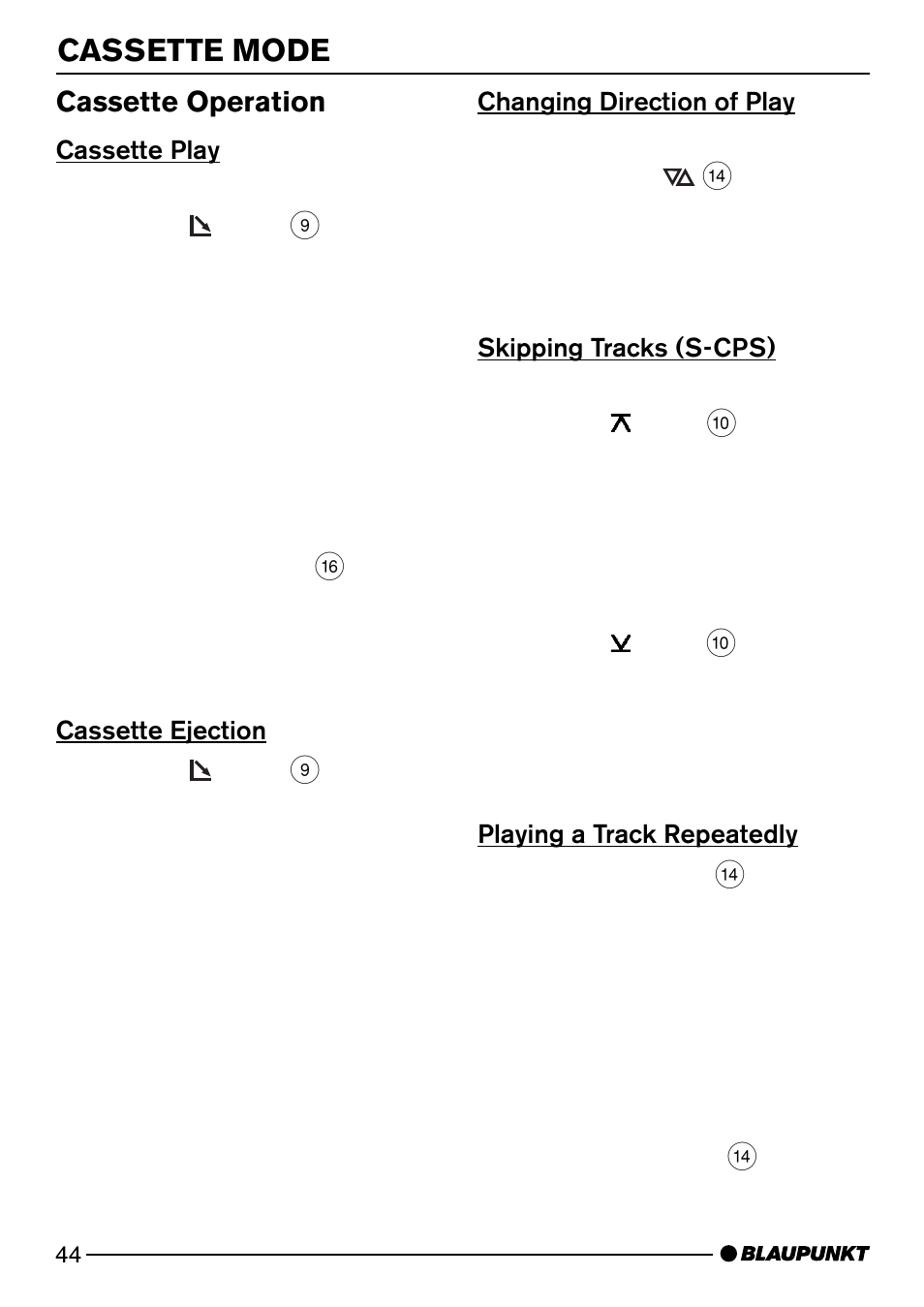 Cassette mode, Cassette operation | Blaupunkt Alaska DJ52 User Manual | Page 17 / 30