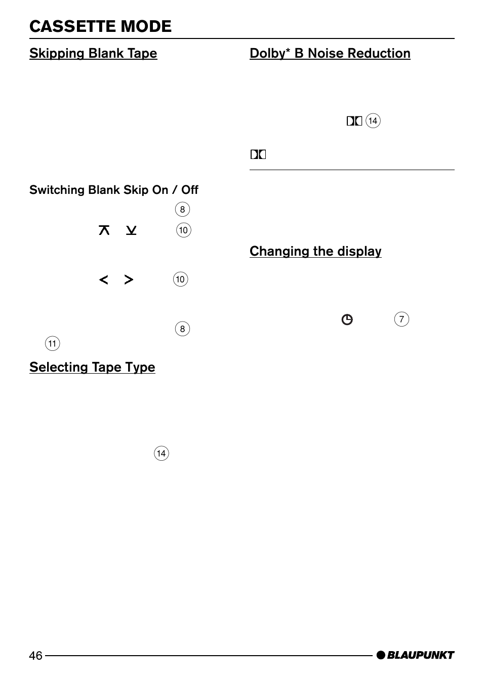 Cassette mode | Blaupunkt Alaska DJ52 User Manual | Page 19 / 30