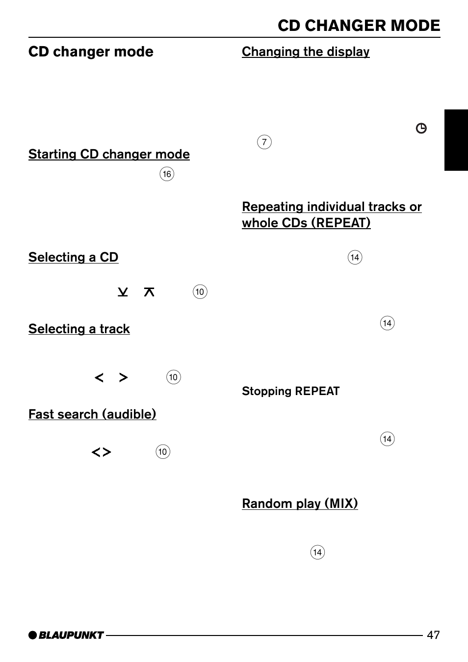 Cd changer mode | Blaupunkt Alaska DJ52 User Manual | Page 20 / 30