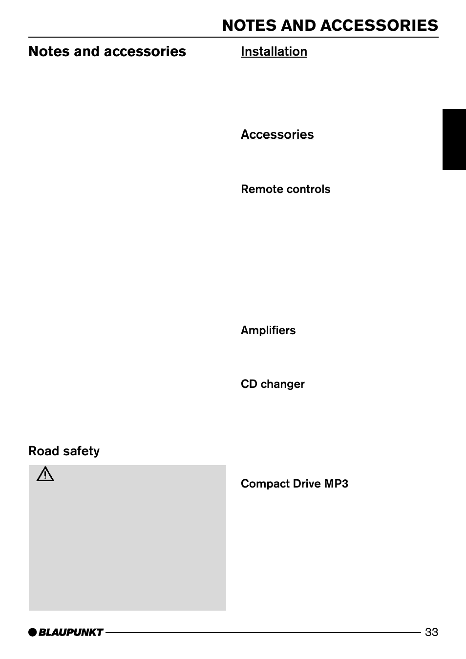 Road safety, Installation, Accessories | Blaupunkt Alaska DJ52 User Manual | Page 6 / 30