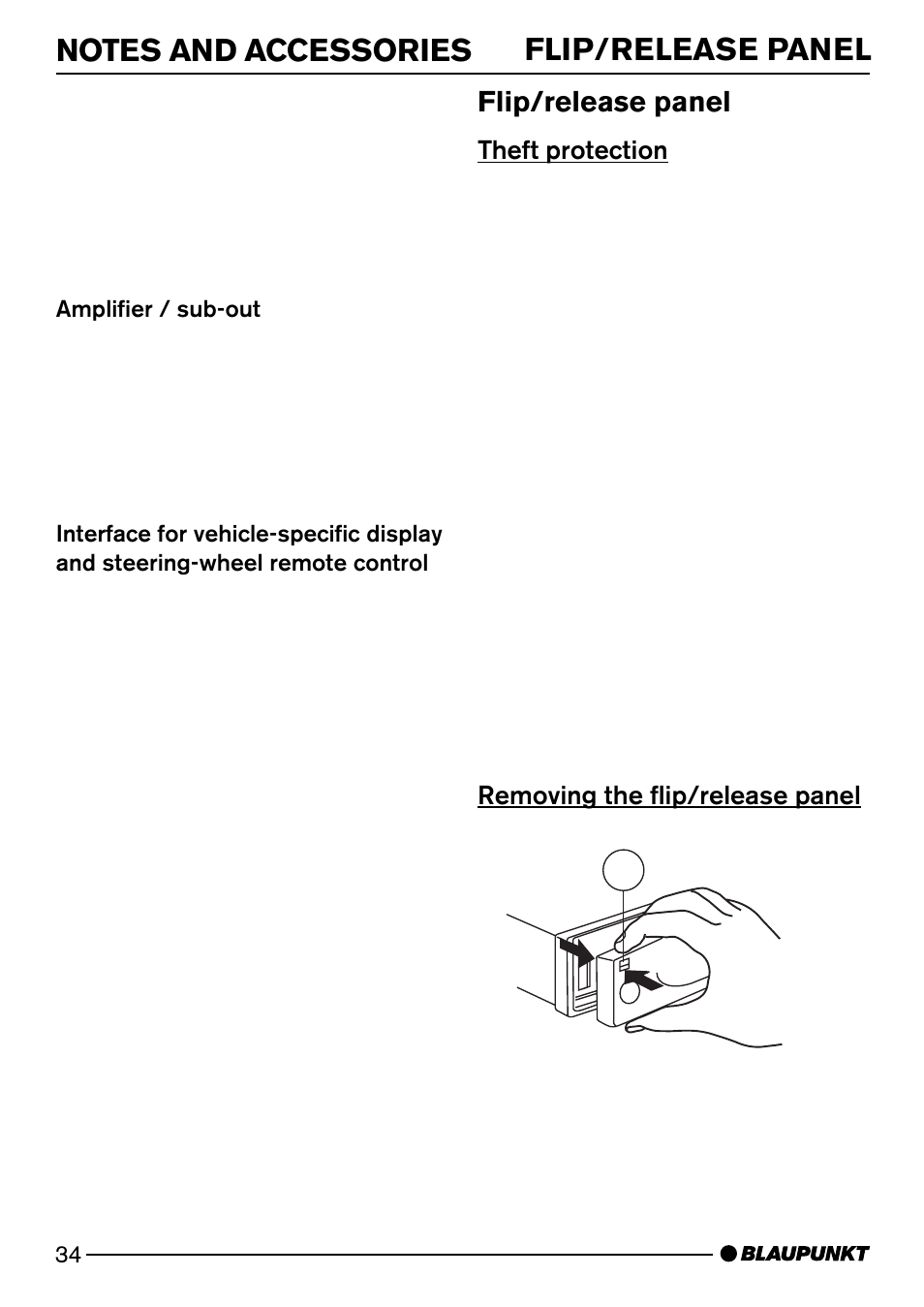 Flip/release panel | Blaupunkt Alaska DJ52 User Manual | Page 7 / 30