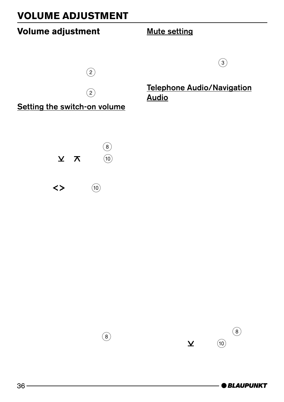 Volume adjustment | Blaupunkt Alaska DJ52 User Manual | Page 9 / 30