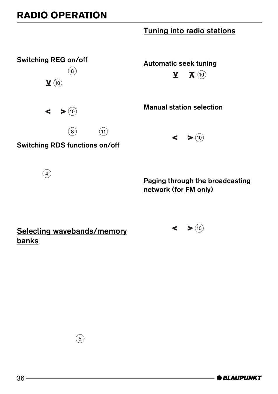 Radio operation | Blaupunkt HEIDELBERG CD50 User Manual | Page 11 / 29