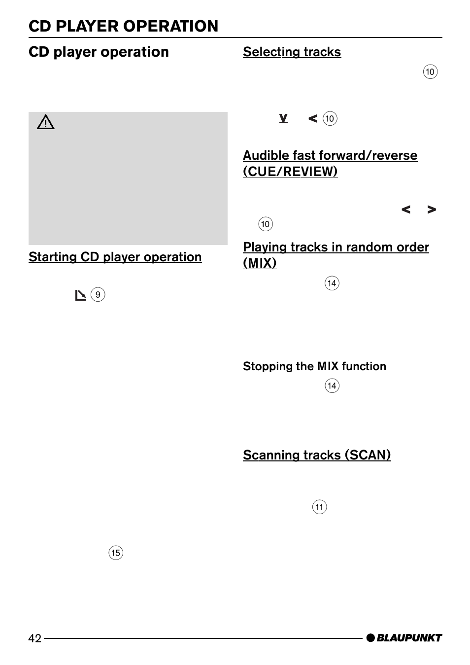 Cd player operation | Blaupunkt HEIDELBERG CD50 User Manual | Page 17 / 29