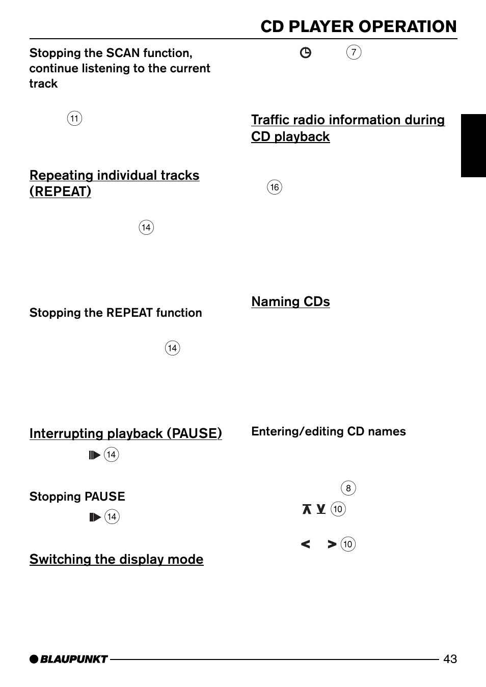 Cd player operation | Blaupunkt HEIDELBERG CD50 User Manual | Page 18 / 29