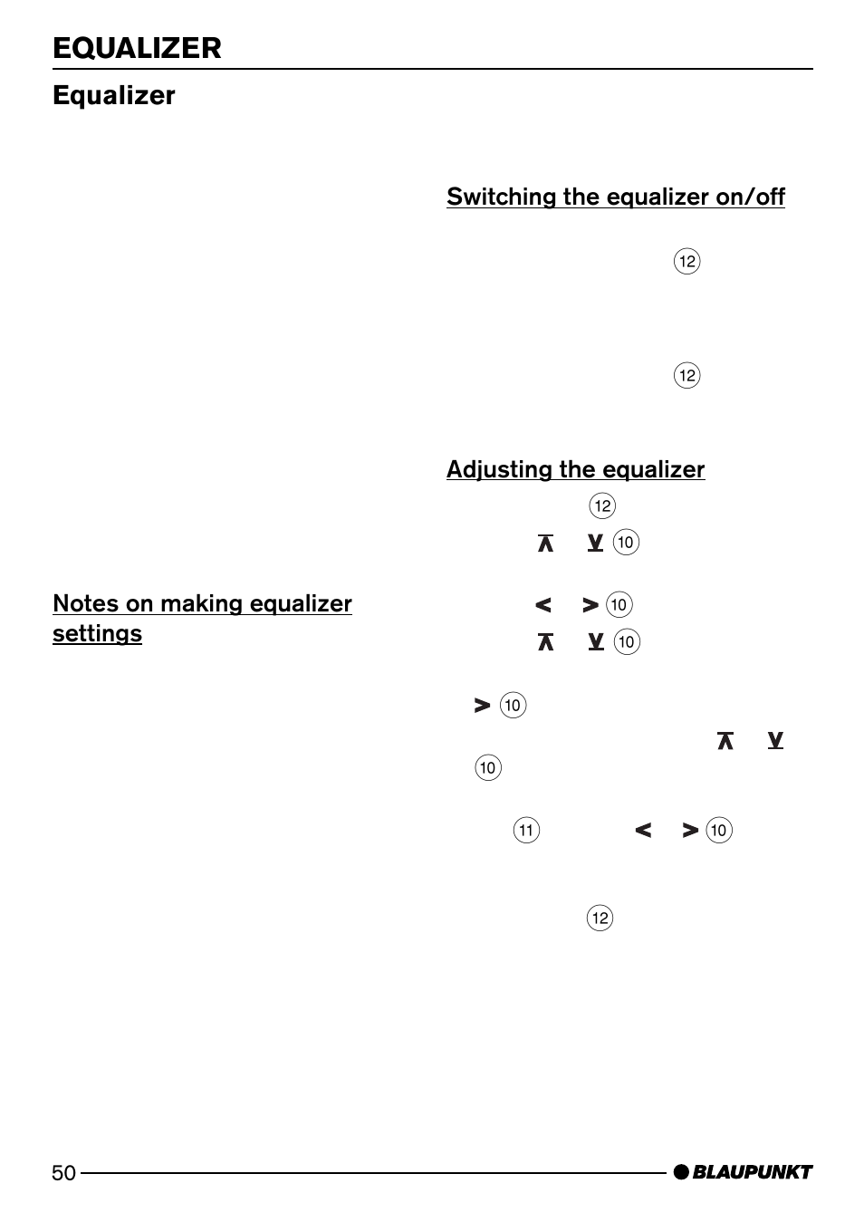 Equalizer | Blaupunkt HEIDELBERG CD50 User Manual | Page 25 / 29