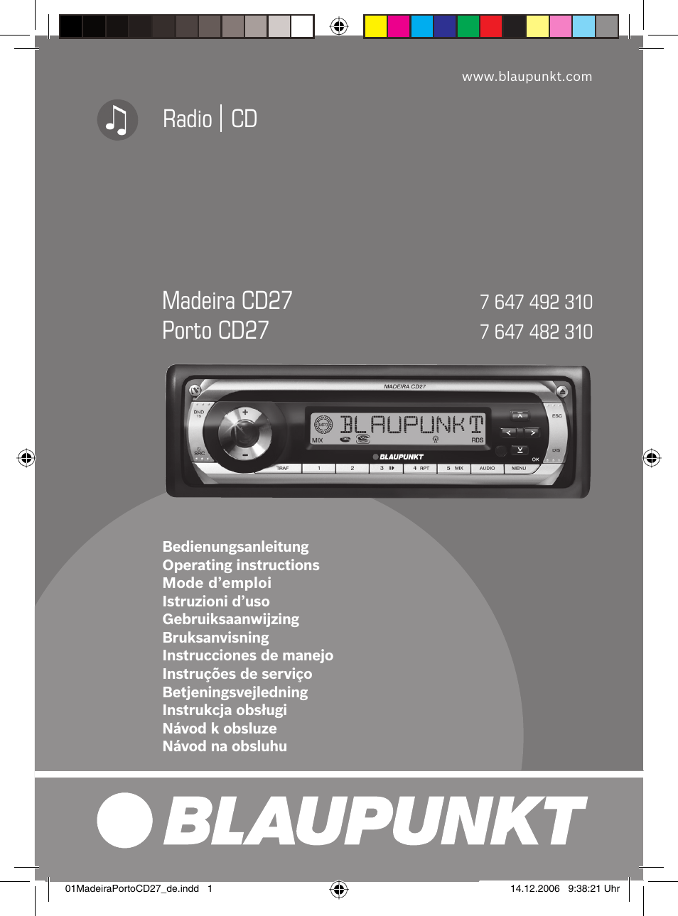 Blaupunkt 7 647 482 310 User Manual | 26 pages