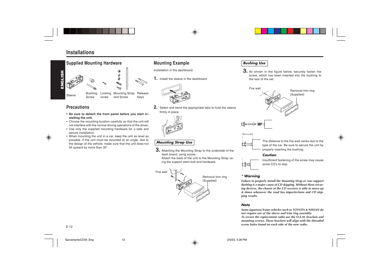 Installations | Blaupunkt Sacramento CD33 User Manual | Page 13 / 65