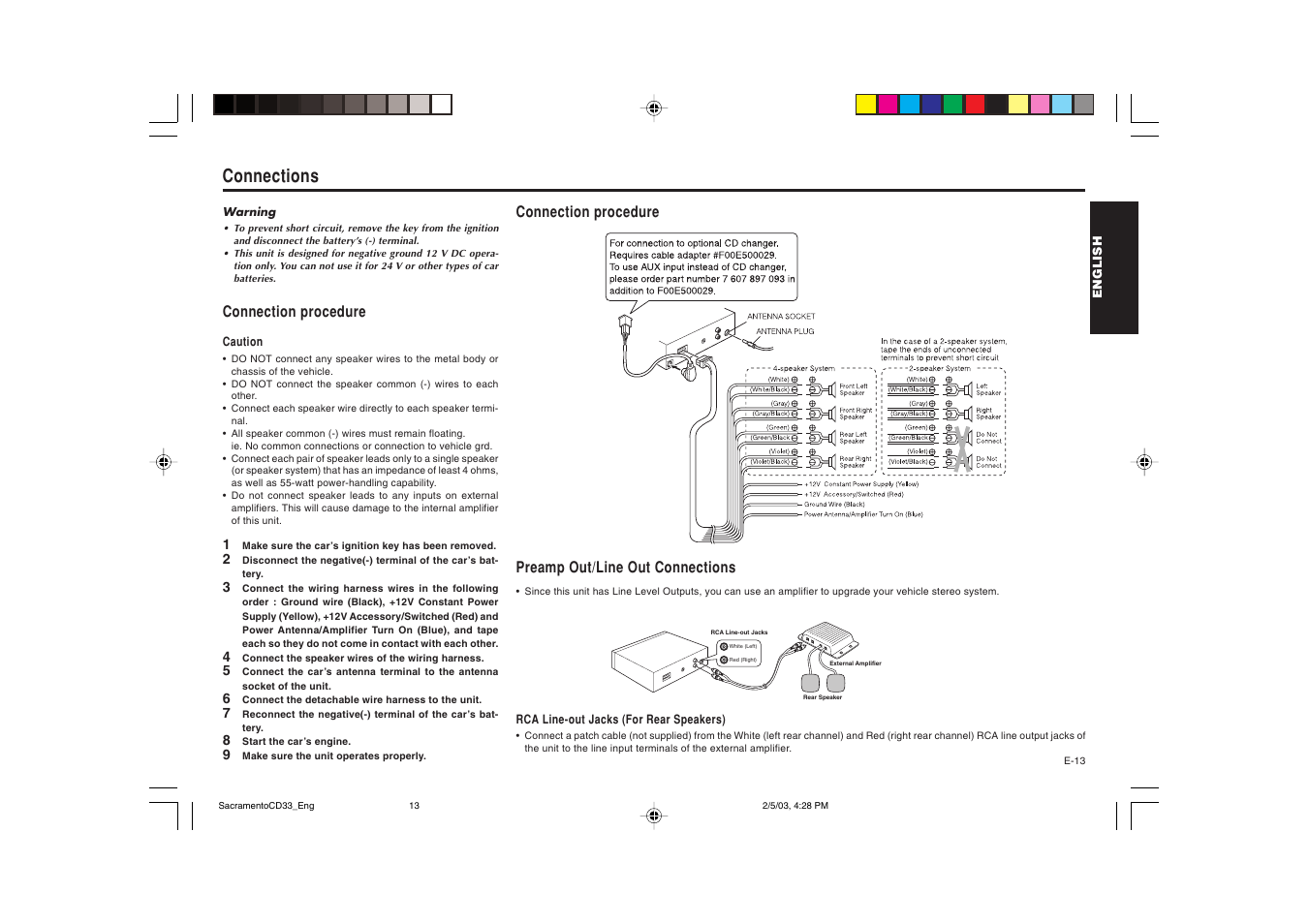 Connections | Blaupunkt Sacramento CD33 User Manual | Page 14 / 65