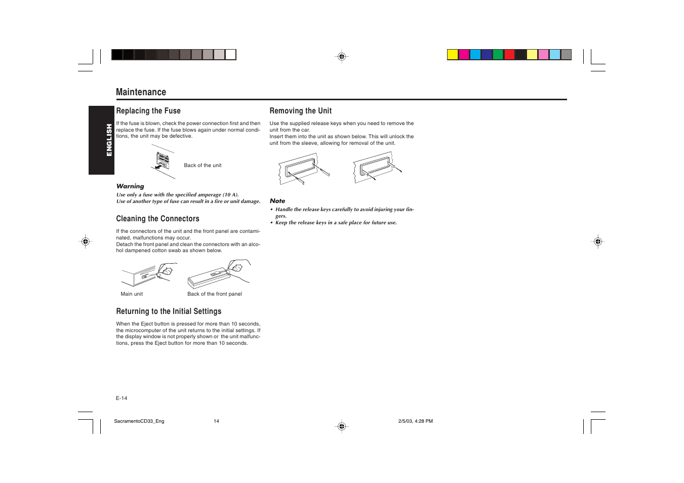 Maintenance | Blaupunkt Sacramento CD33 User Manual | Page 15 / 65