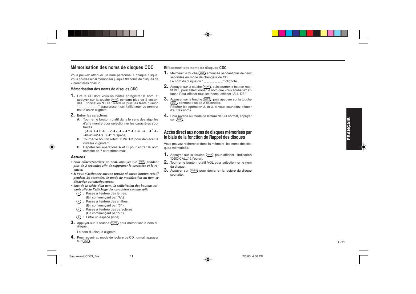 Mémorisation des noms de disques cdc | Blaupunkt Sacramento CD33 User Manual | Page 28 / 65