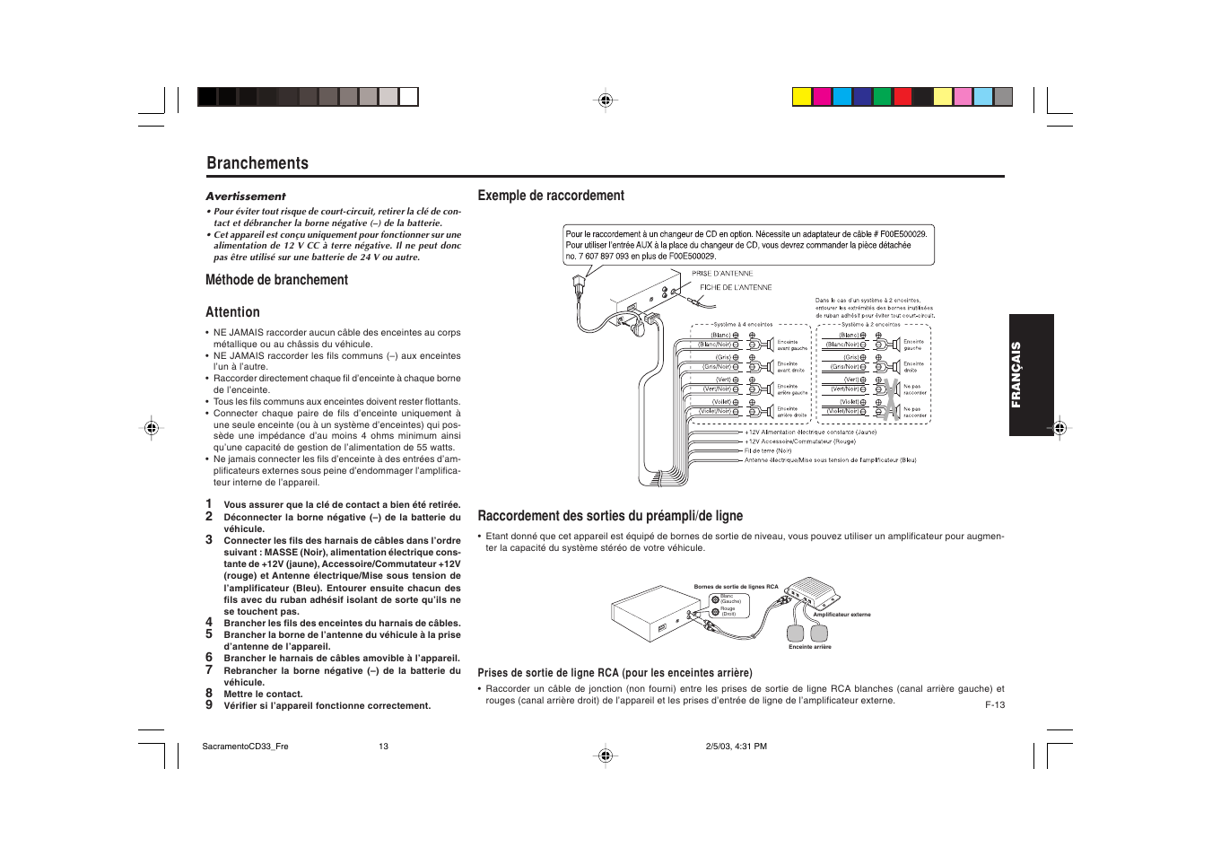 Branchements | Blaupunkt Sacramento CD33 User Manual | Page 30 / 65