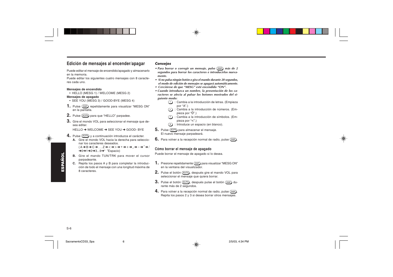 Edición de mensajes al encender/apagar | Blaupunkt Sacramento CD33 User Manual | Page 39 / 65