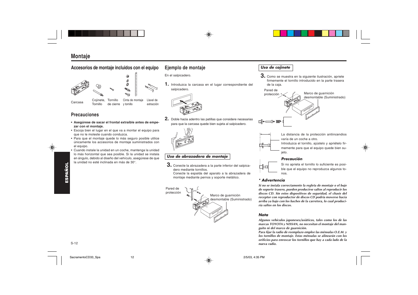 Montaje | Blaupunkt Sacramento CD33 User Manual | Page 45 / 65