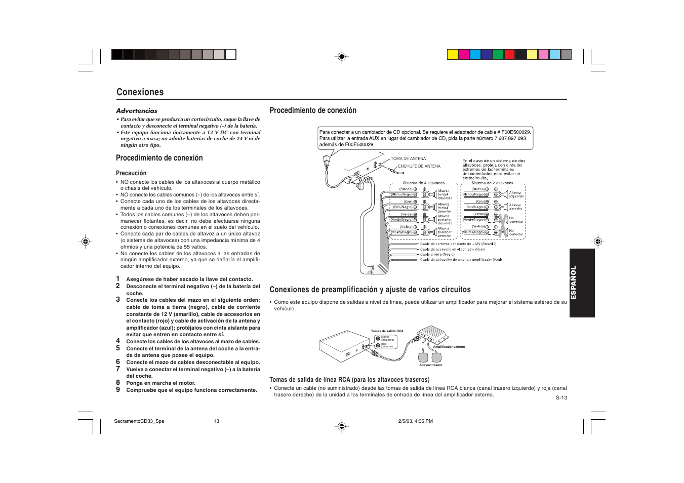 Conexiones | Blaupunkt Sacramento CD33 User Manual | Page 46 / 65