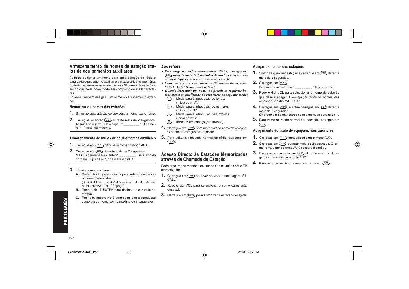 Blaupunkt Sacramento CD33 User Manual | Page 57 / 65