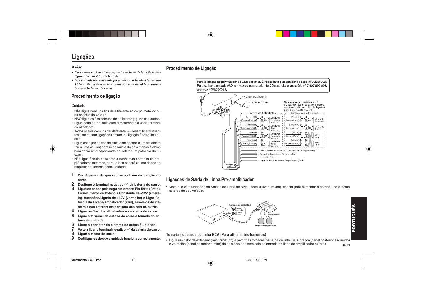 Ligações | Blaupunkt Sacramento CD33 User Manual | Page 62 / 65