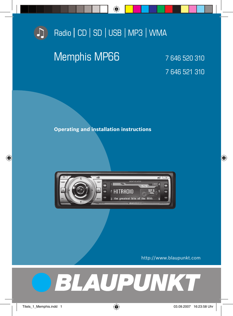 Blaupunkt MEMPHIS MP66 7 646 520 310 User Manual | 77 pages
