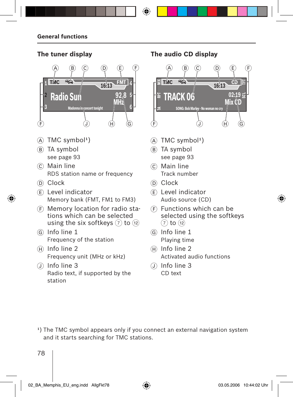 Radio sun, Track 06, 92,8 mhz | Mix cd | Blaupunkt MEMPHIS MP66 7 646 520 310 User Manual | Page 14 / 77