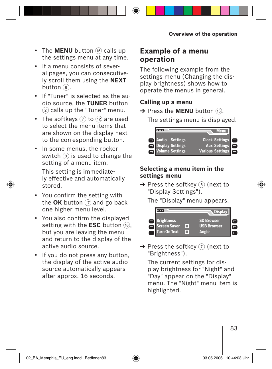 Example of a menu operation | Blaupunkt MEMPHIS MP66 7 646 520 310 User Manual | Page 19 / 77