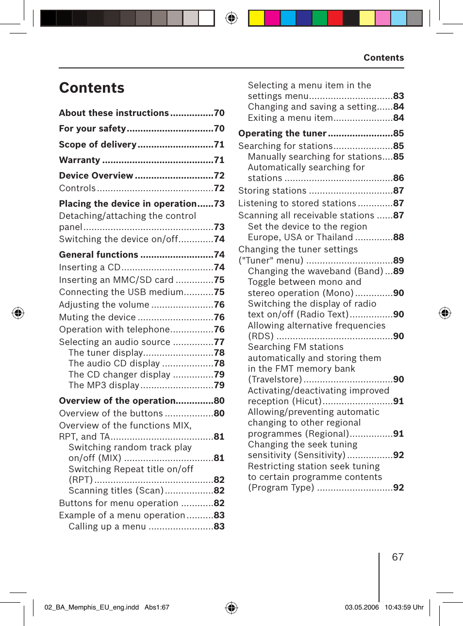 Blaupunkt MEMPHIS MP66 7 646 520 310 User Manual | Page 3 / 77