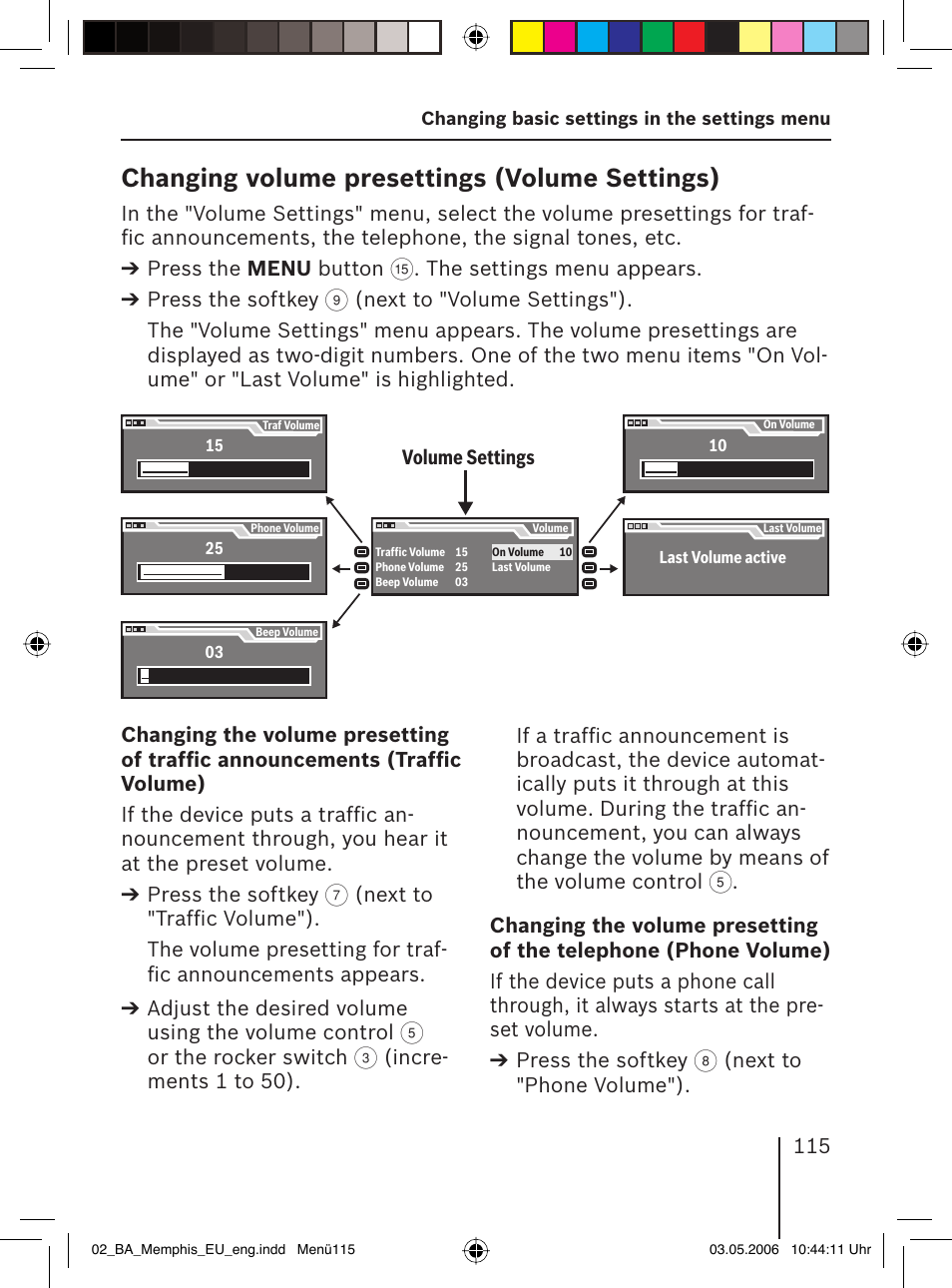 Changing volume presettings ( volume settings) | Blaupunkt MEMPHIS MP66 7 646 520 310 User Manual | Page 51 / 77