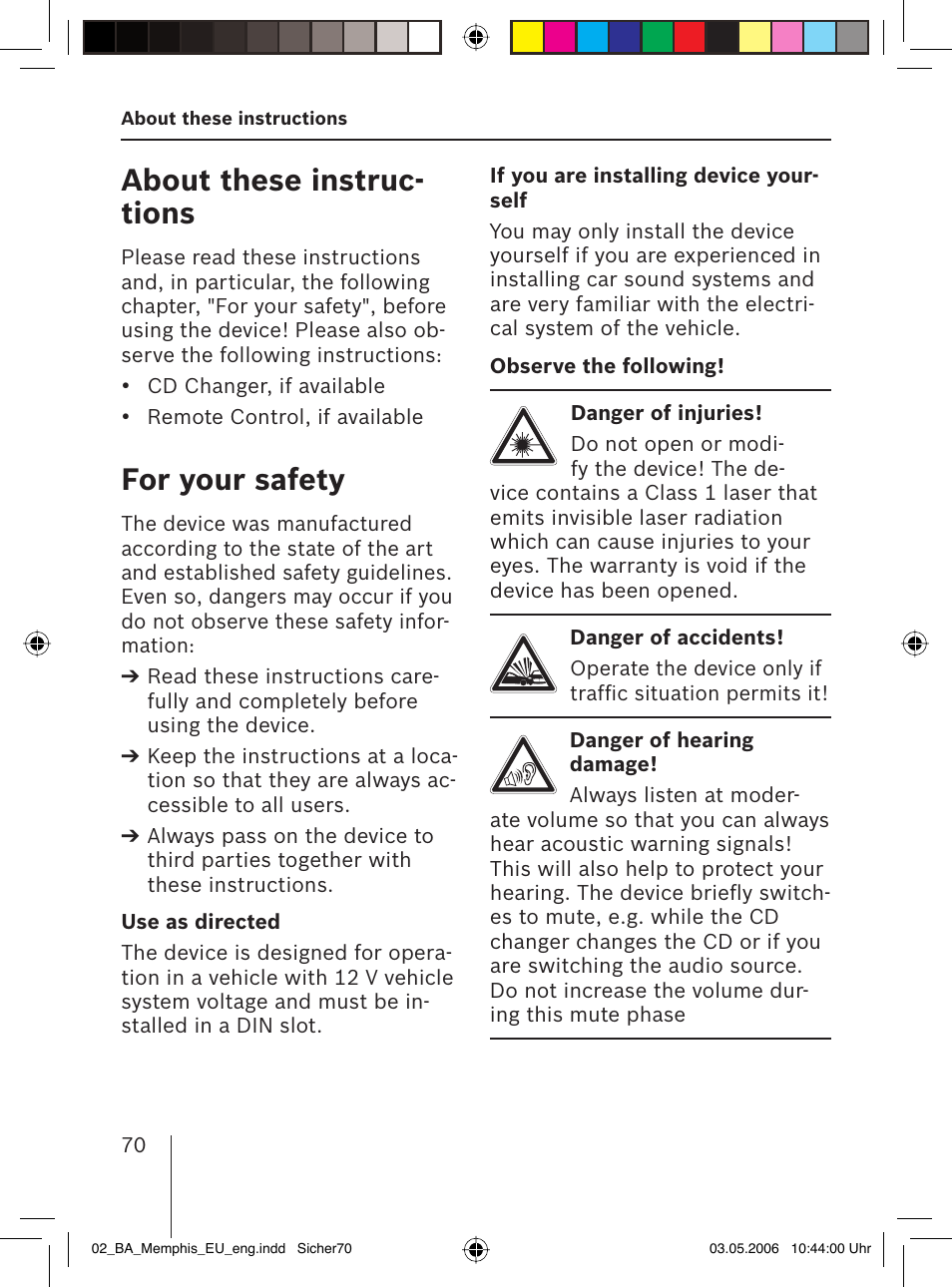 About these instruc- tions, For your safety | Blaupunkt MEMPHIS MP66 7 646 520 310 User Manual | Page 6 / 77