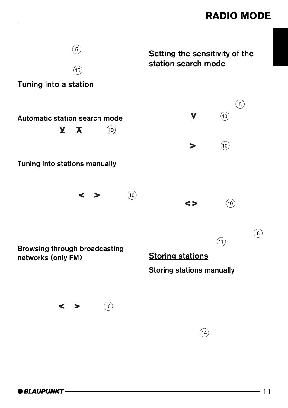 Radio mode | Blaupunkt HEIDELBERG CD51 User Manual | Page 11 / 27
