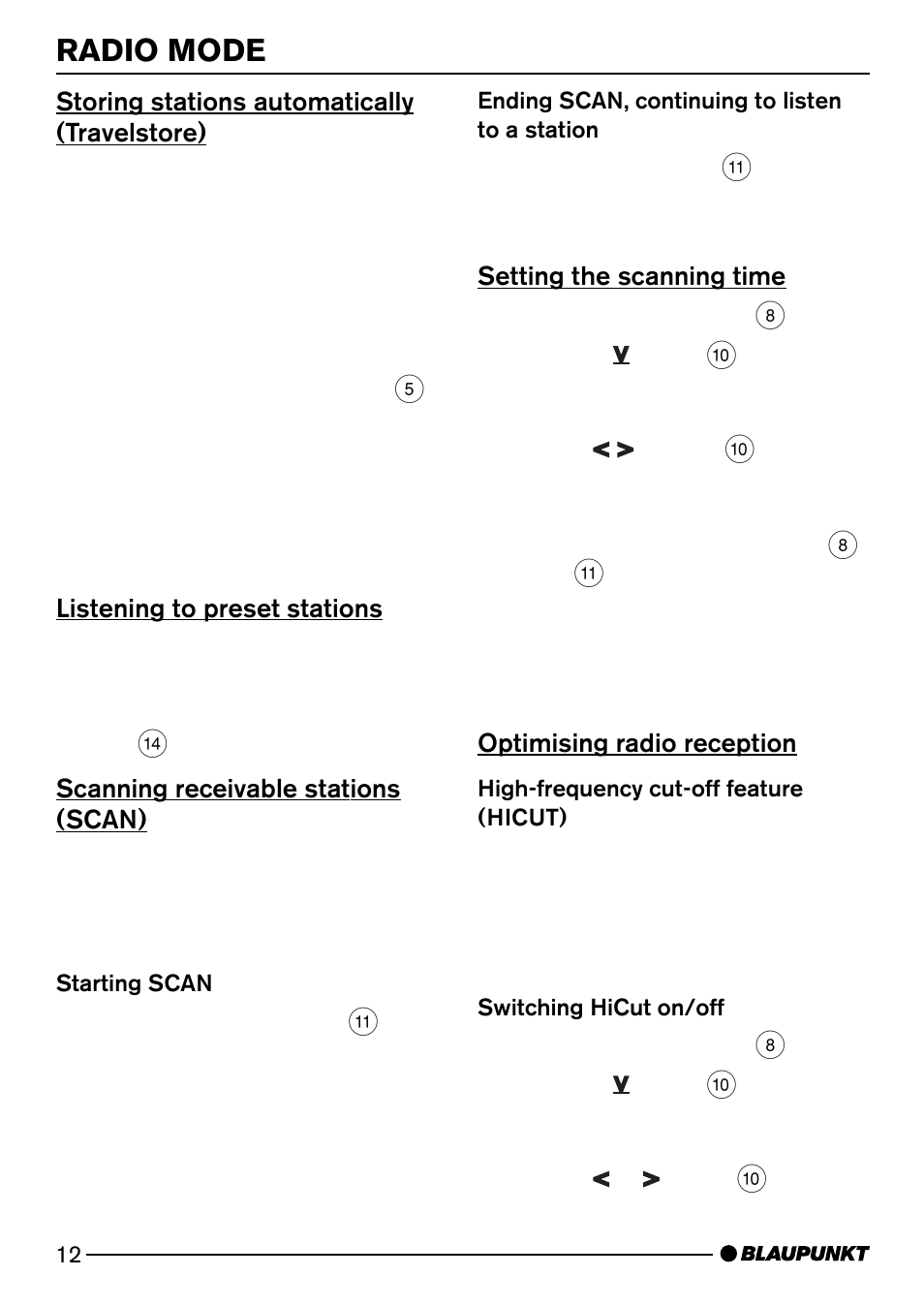 Radio mode | Blaupunkt HEIDELBERG CD51 User Manual | Page 12 / 27