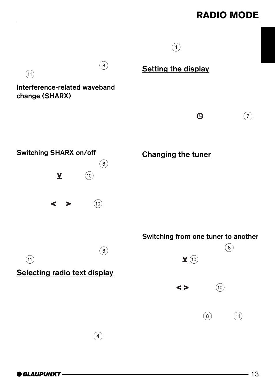 Radio mode | Blaupunkt HEIDELBERG CD51 User Manual | Page 13 / 27