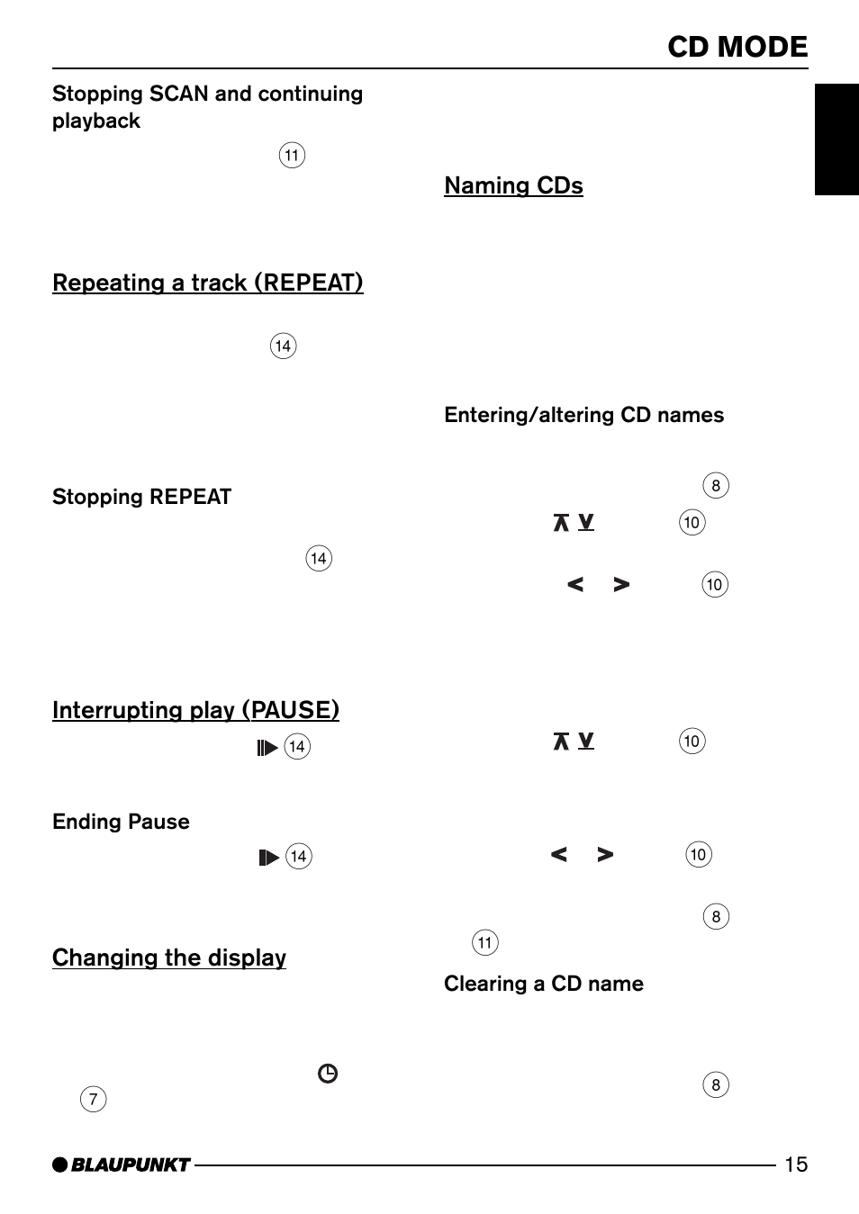 Cd mode | Blaupunkt HEIDELBERG CD51 User Manual | Page 15 / 27