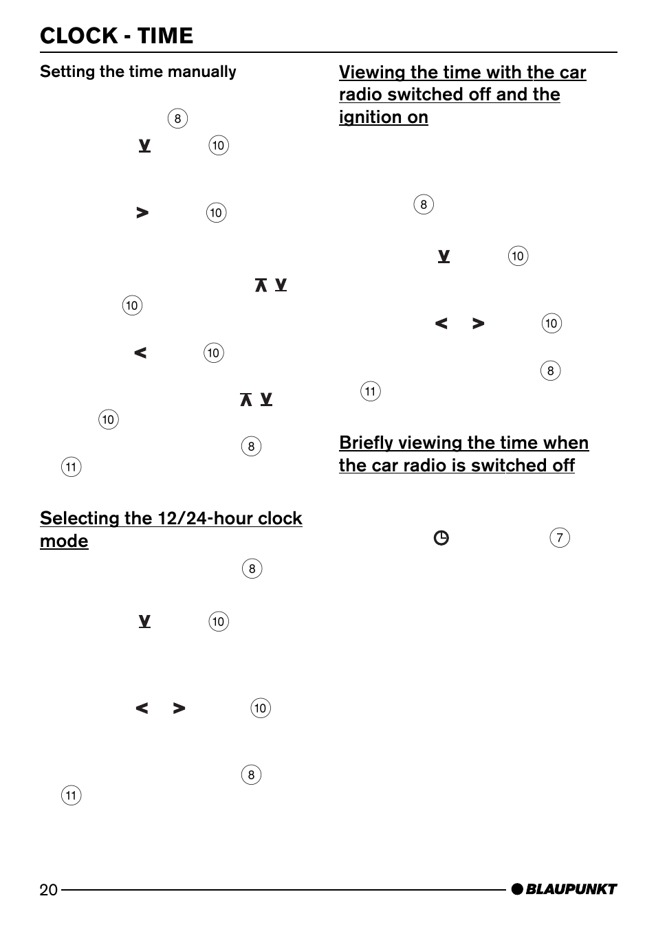 Clock - time | Blaupunkt HEIDELBERG CD51 User Manual | Page 20 / 27