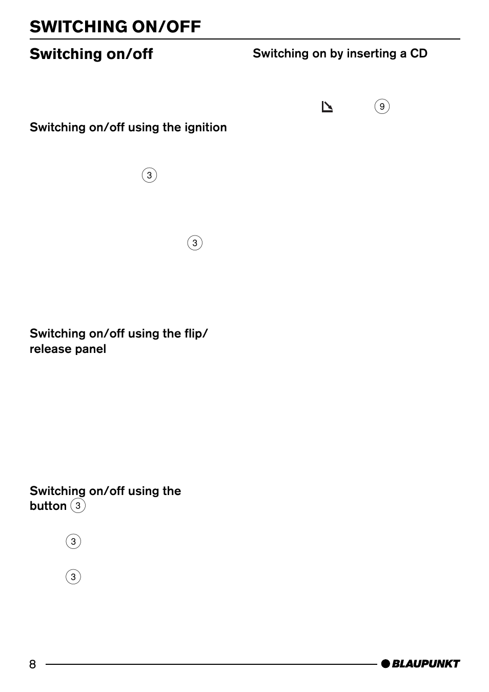 Switching on/off | Blaupunkt HEIDELBERG CD51 User Manual | Page 8 / 27