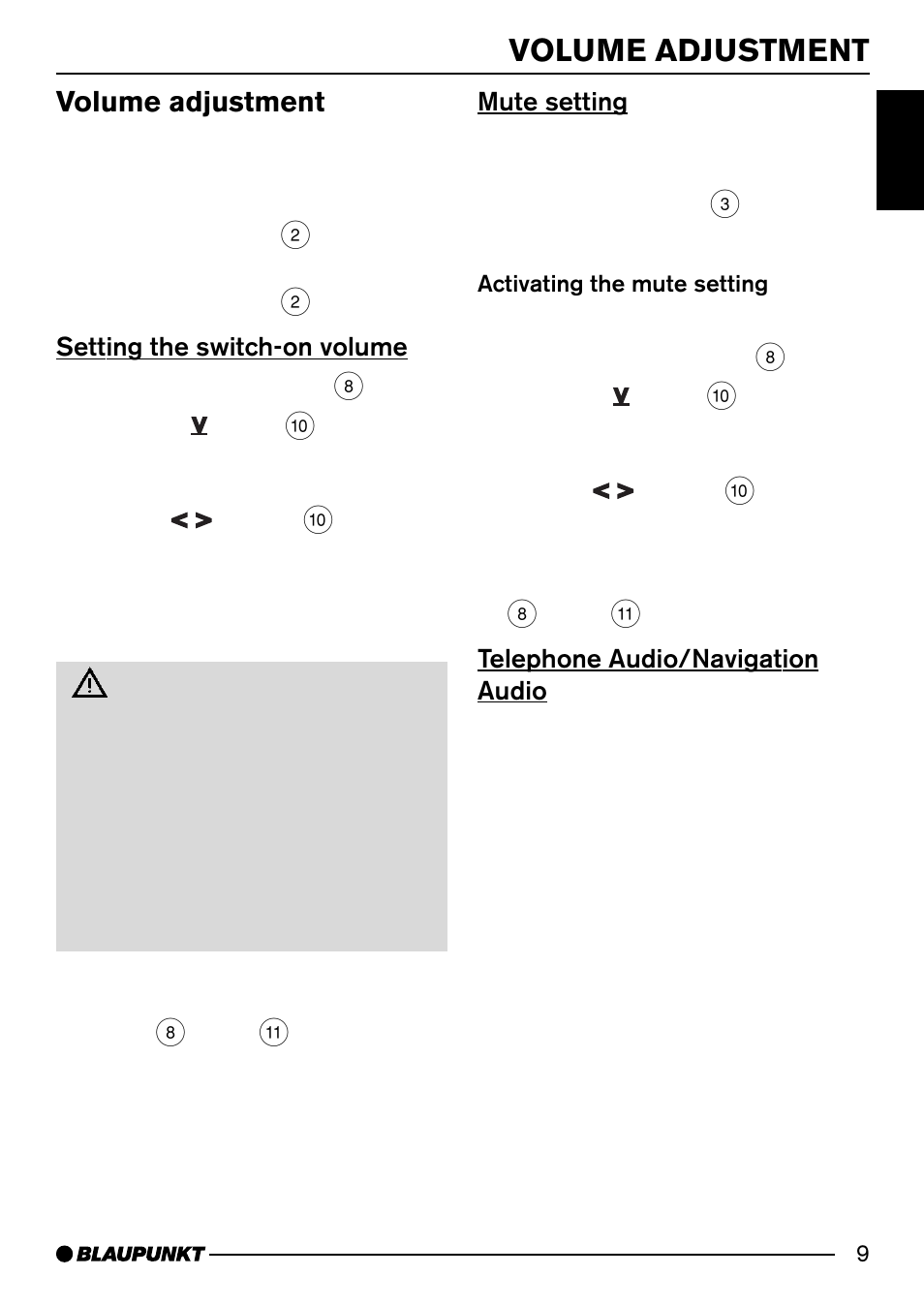 Volume adjustment | Blaupunkt HEIDELBERG CD51 User Manual | Page 9 / 27