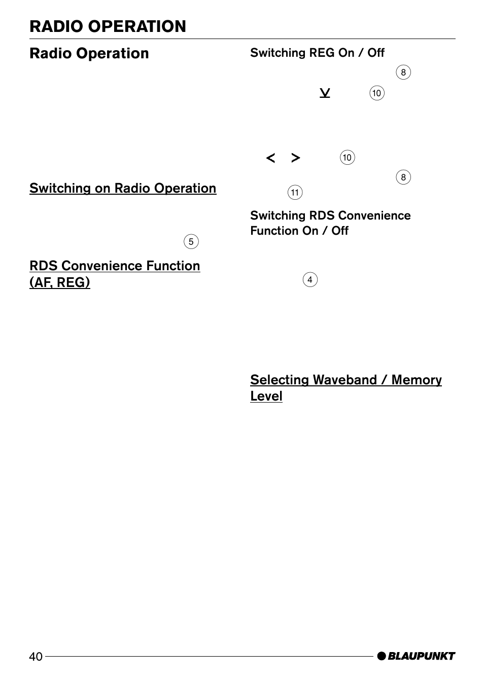 Radio operation | Blaupunkt Acapulco CD51 User Manual | Page 10 / 30