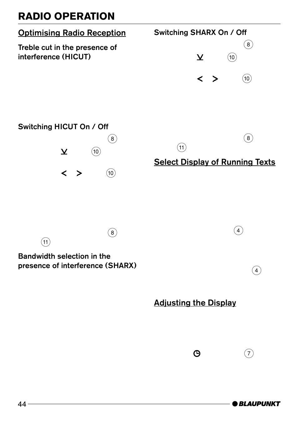 Radio operation | Blaupunkt Acapulco CD51 User Manual | Page 14 / 30