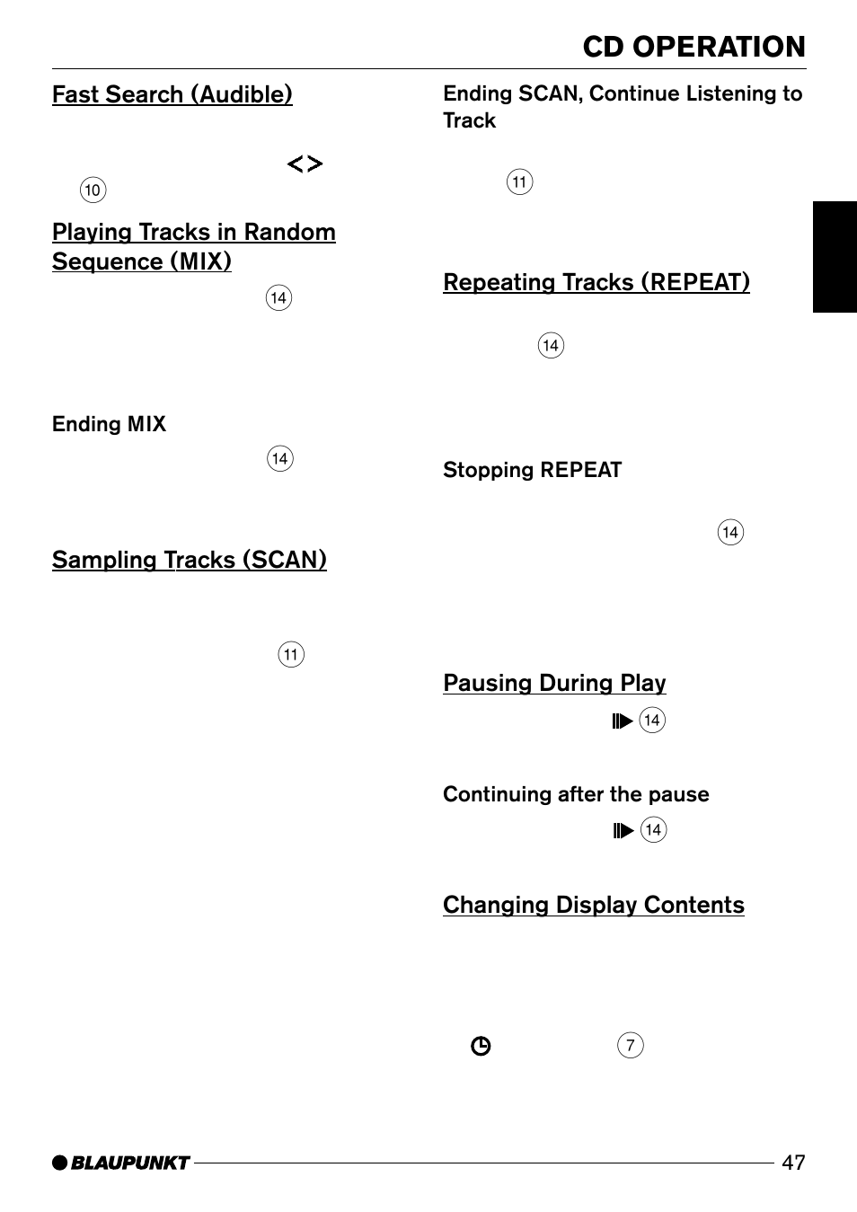 Cd operation | Blaupunkt Acapulco CD51 User Manual | Page 17 / 30