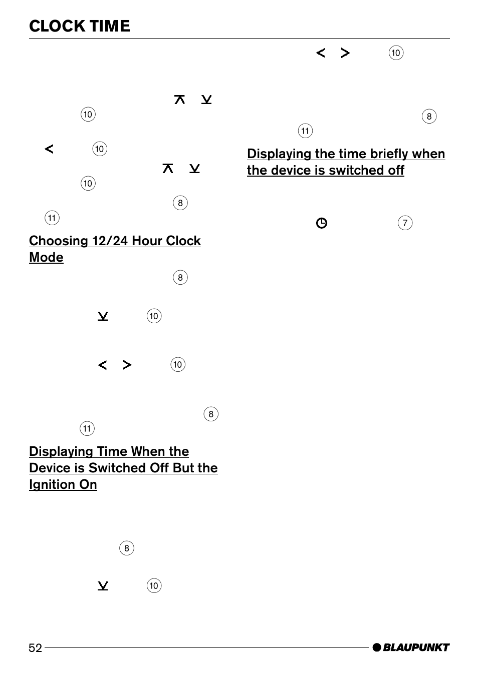 Clock time | Blaupunkt Acapulco CD51 User Manual | Page 22 / 30