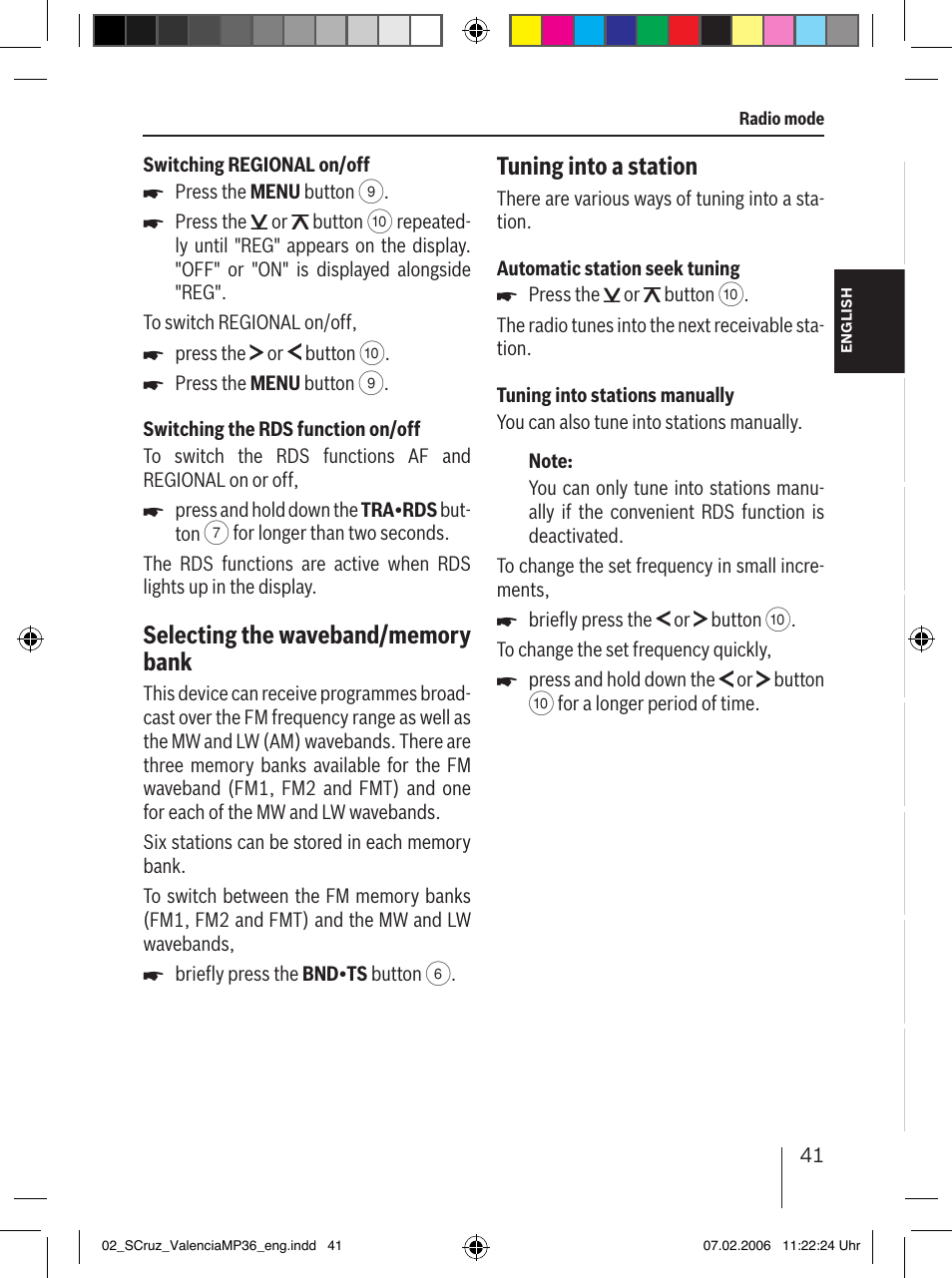 Tuning into a station | Blaupunkt SANTA CRUZ MP36 User Manual | Page 12 / 33
