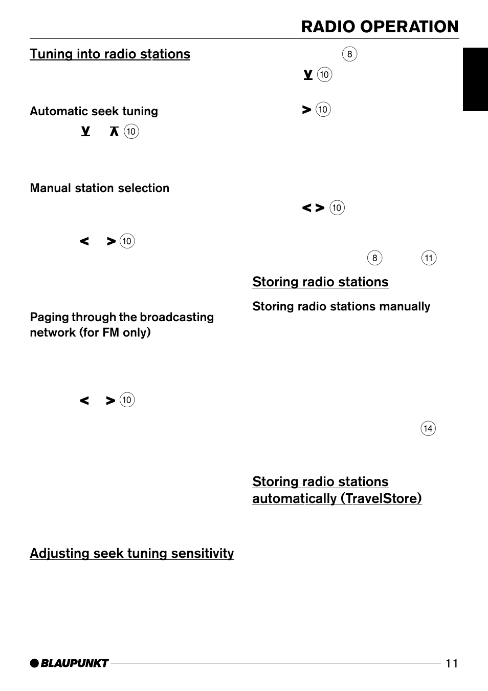 Radio operation | Blaupunkt CD50 User Manual | Page 10 / 30