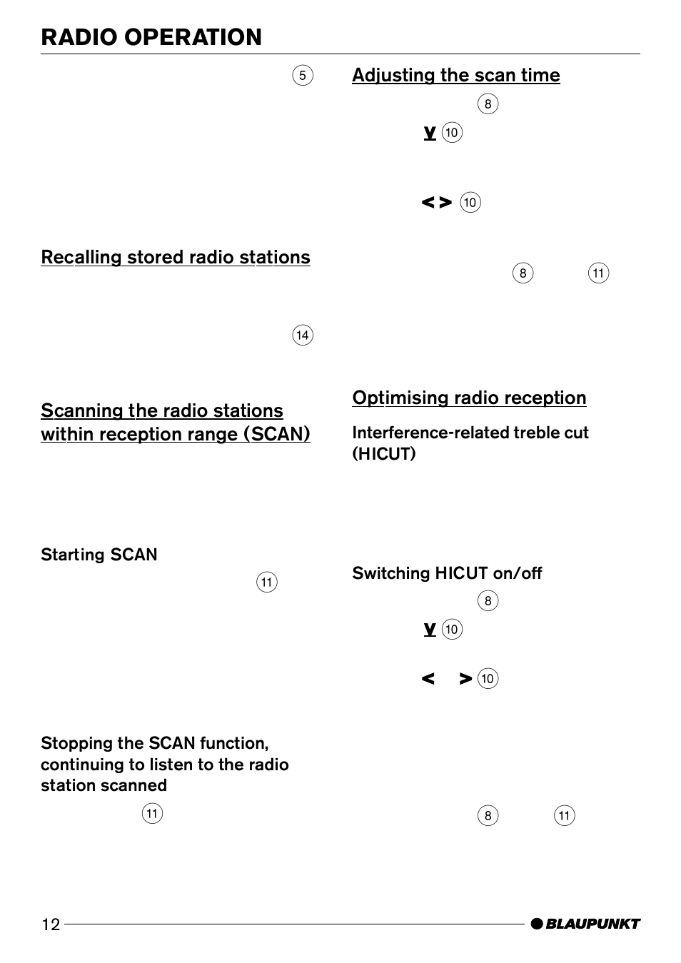 Radio operation | Blaupunkt CD50 User Manual | Page 11 / 30