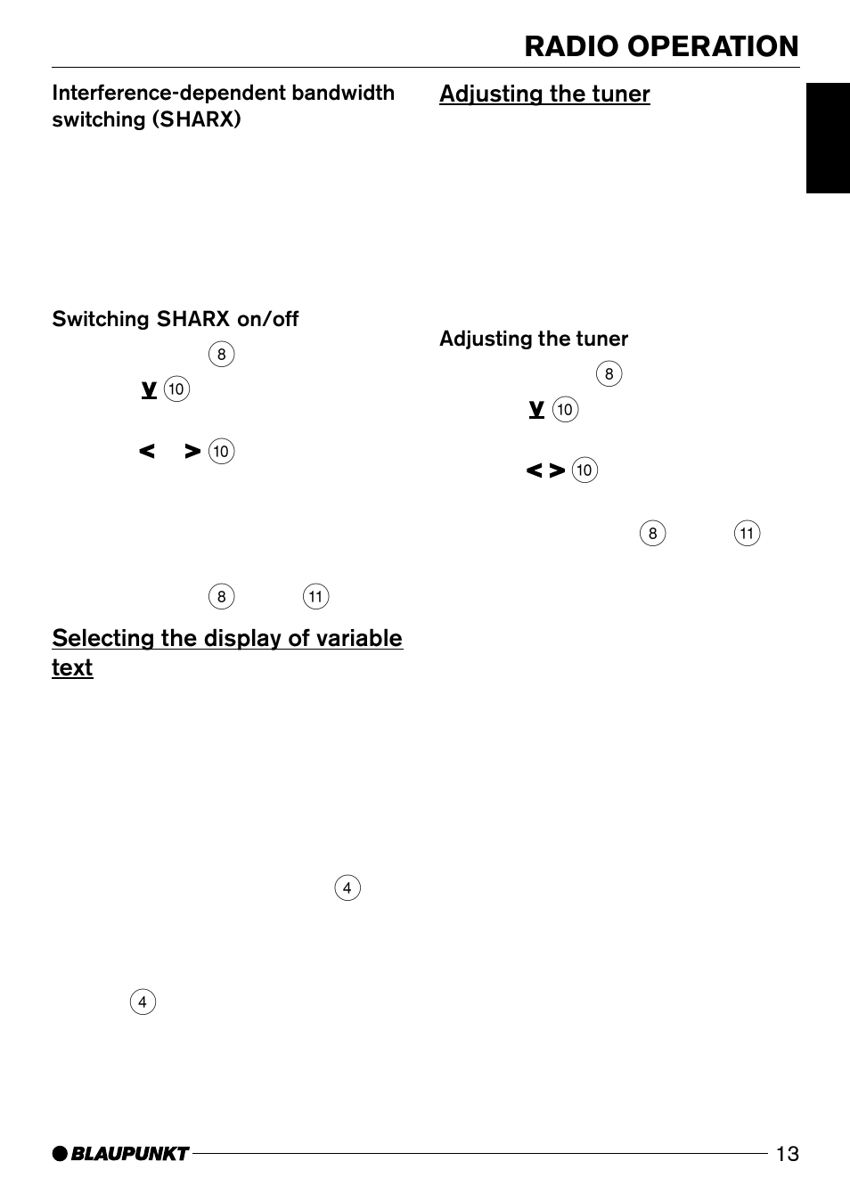 Radio operation | Blaupunkt CD50 User Manual | Page 12 / 30