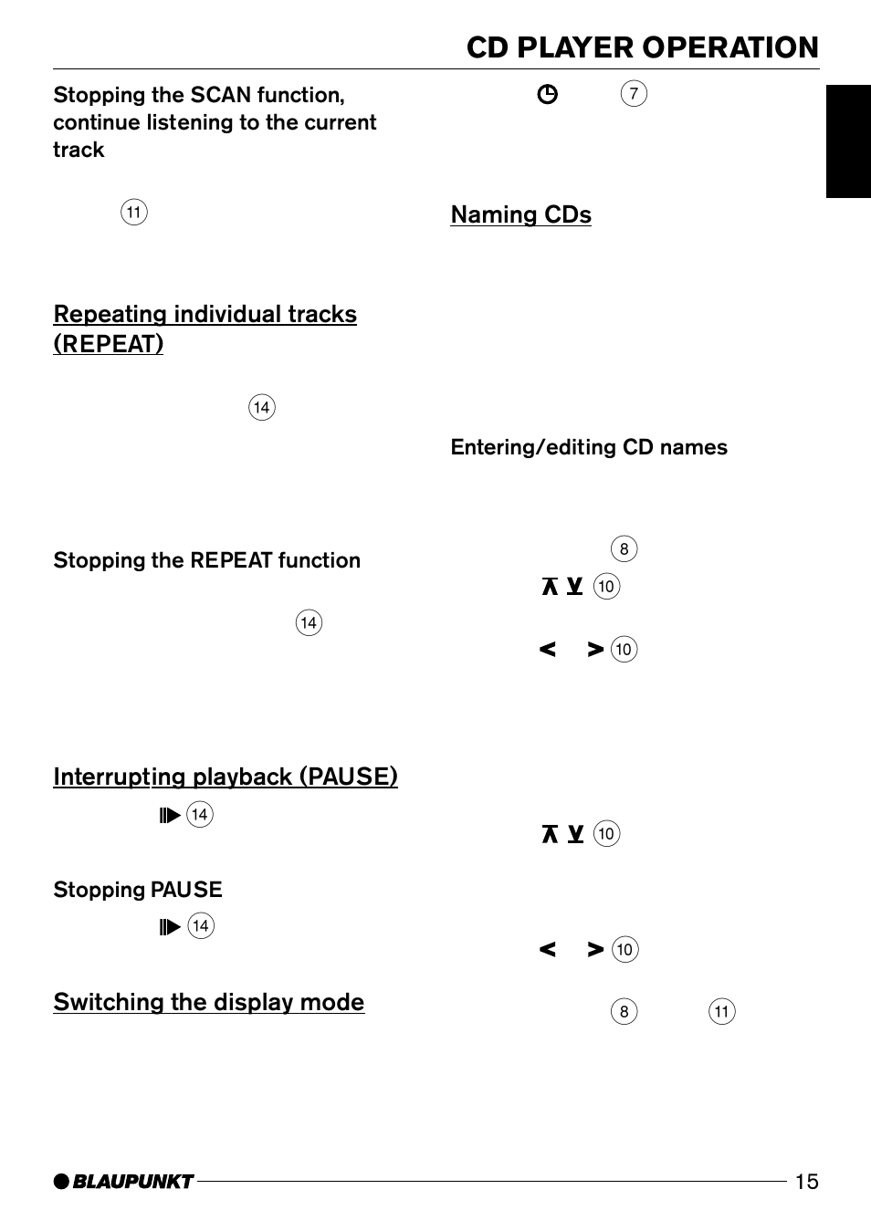 Cd player operation | Blaupunkt CD50 User Manual | Page 14 / 30