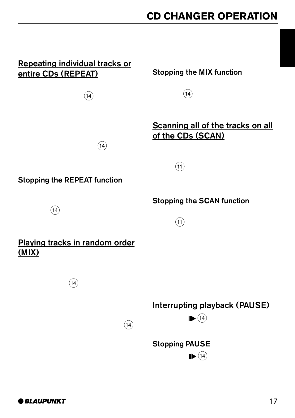 Cd changer operation | Blaupunkt CD50 User Manual | Page 16 / 30