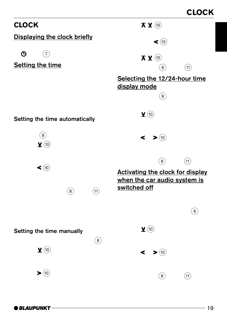 Clock | Blaupunkt CD50 User Manual | Page 18 / 30