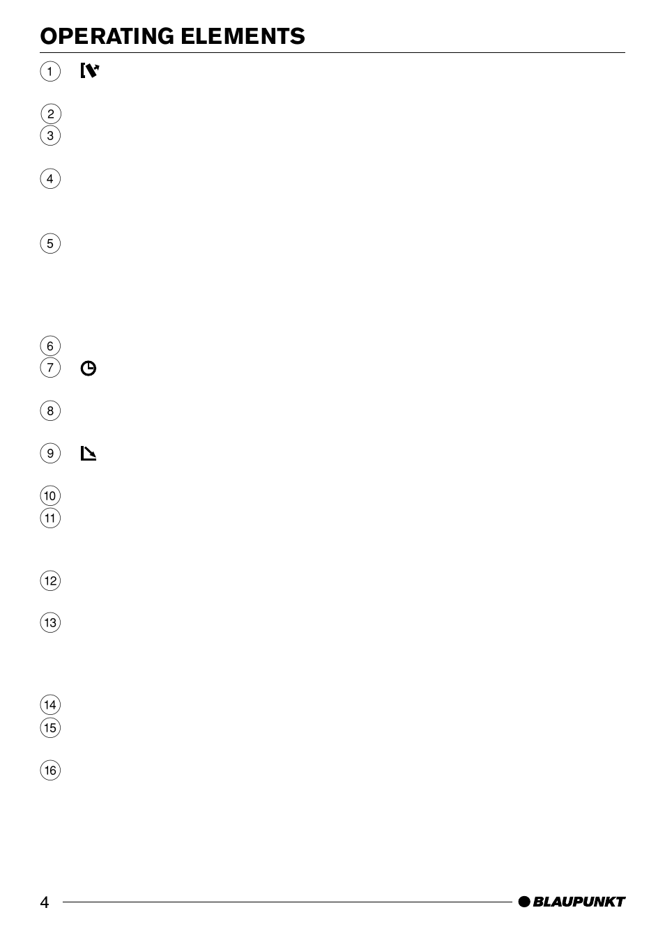 Operating elements | Blaupunkt CD50 User Manual | Page 3 / 30