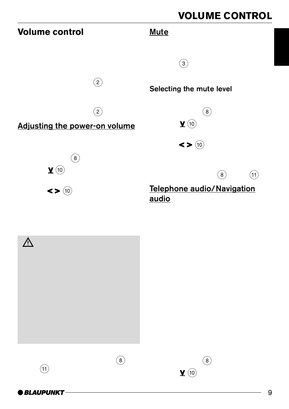 Volume control | Blaupunkt CD50 User Manual | Page 8 / 30