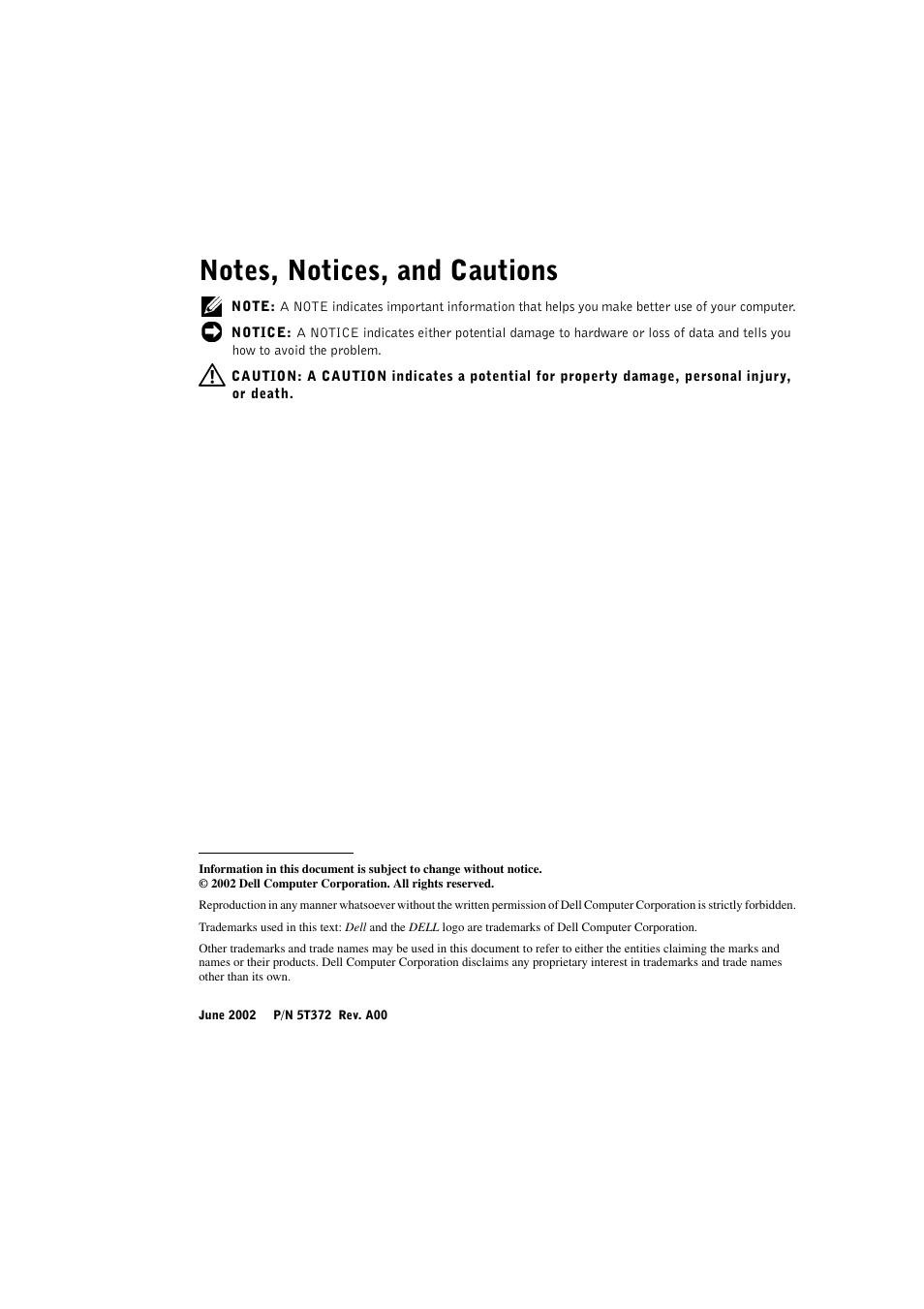 Notes, notices, and cautions | Dell PowerEdge 2600 User Manual | Page 2 / 90
