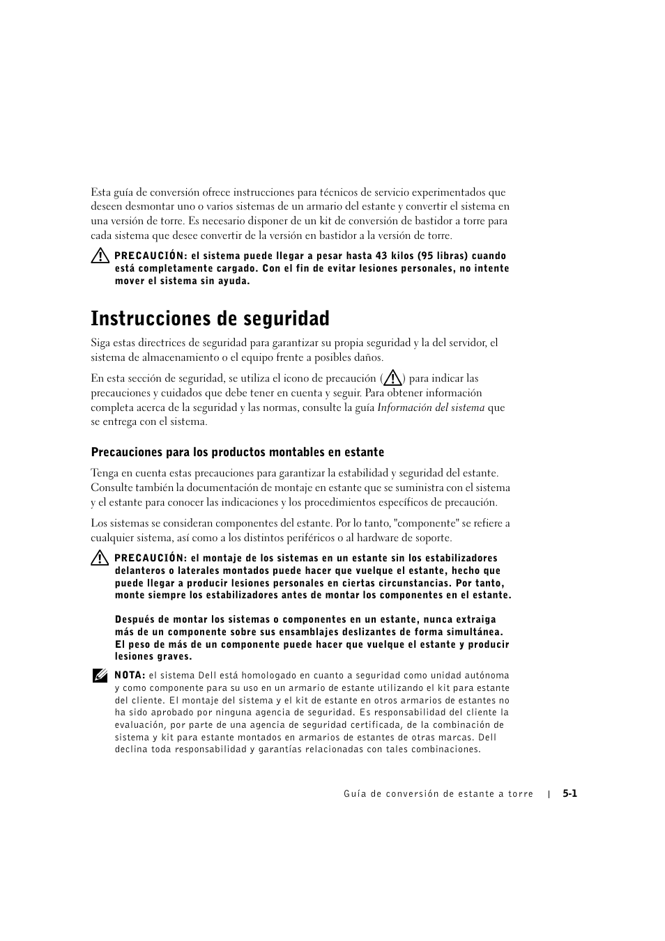 Instrucciones de seguridad | Dell PowerEdge 2600 User Manual | Page 77 / 90